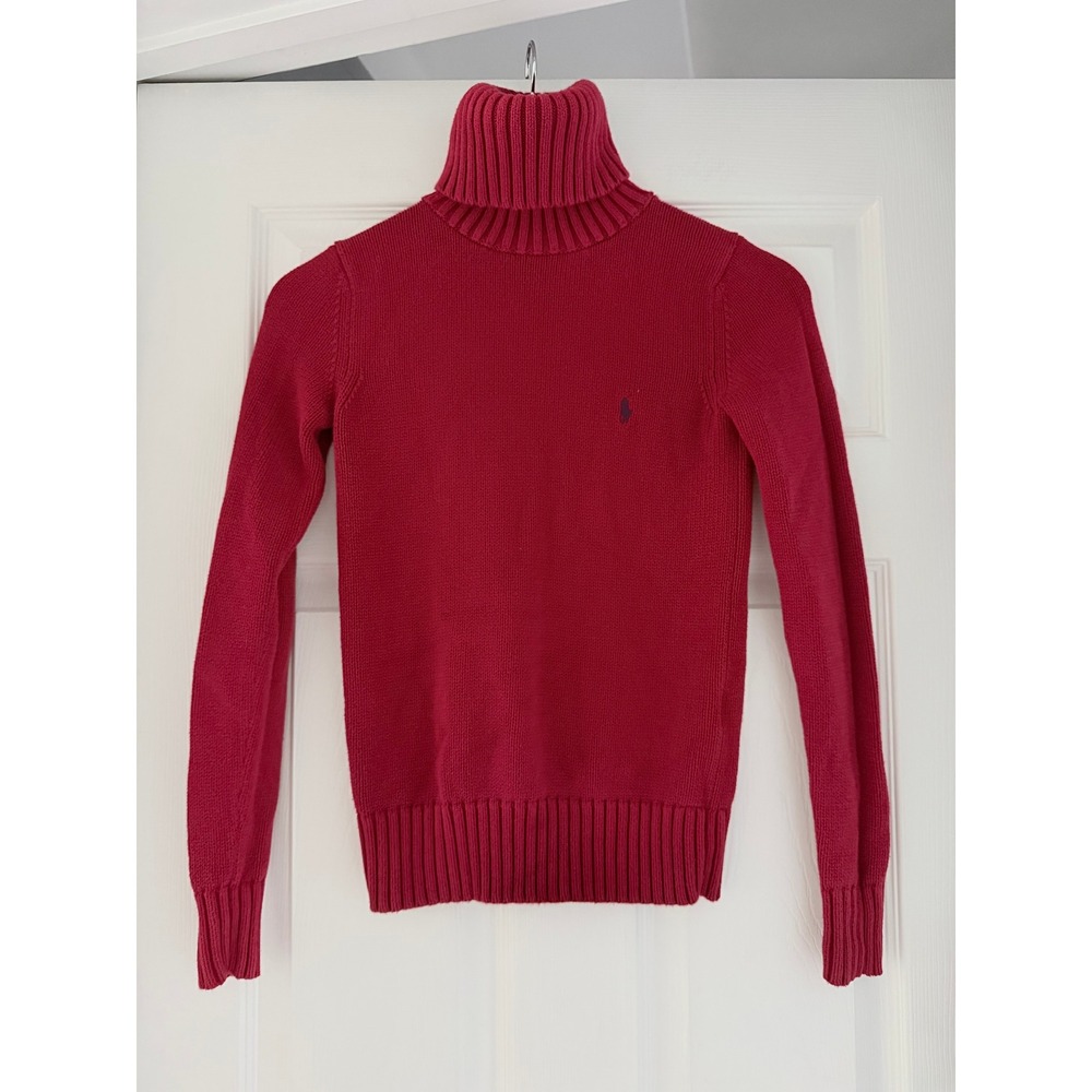 VTG Y2K Ralph Lauren Sport Womens Red Turtleneck Knit Preppy Fall